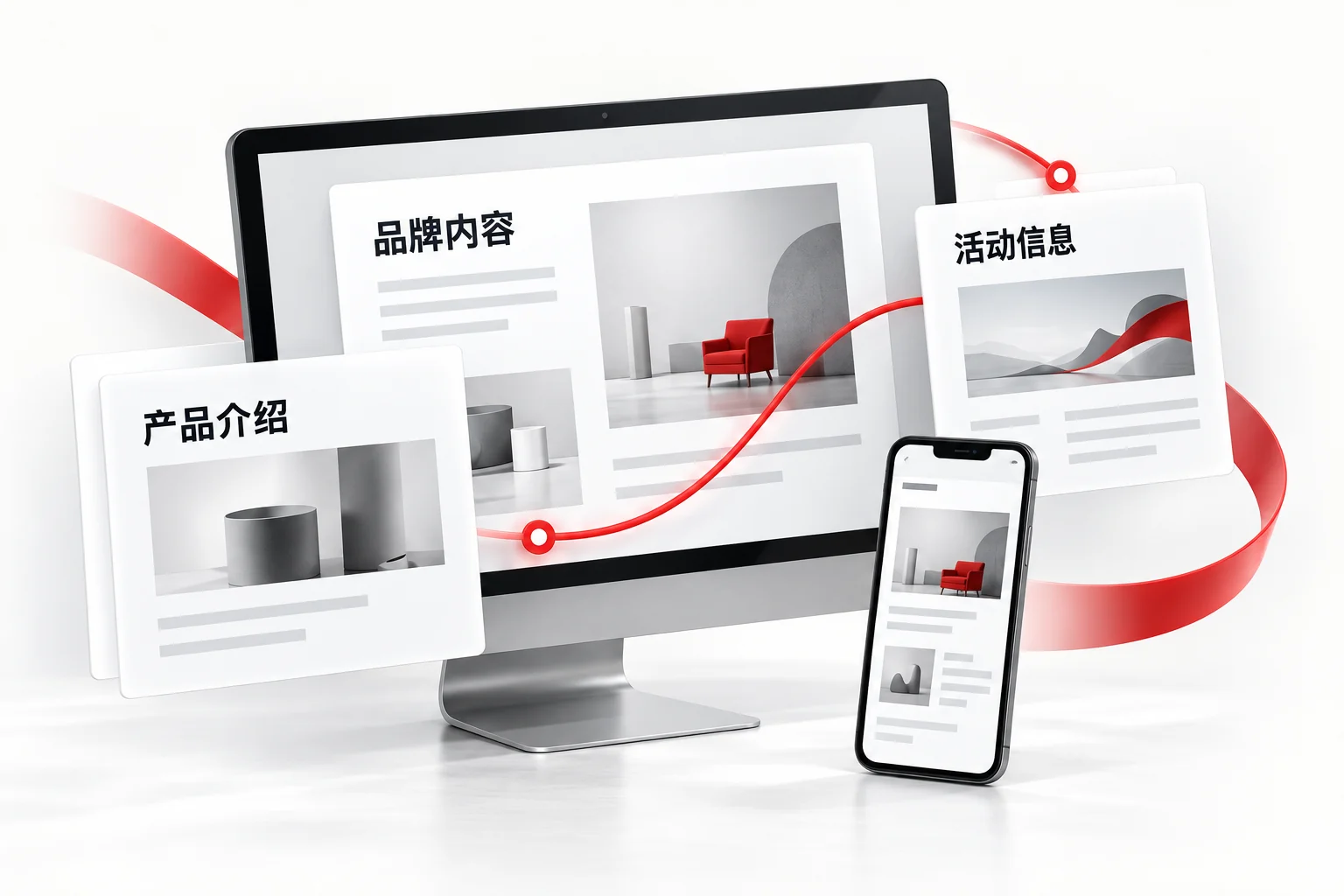 桌面、手机与品牌内容页面之间的触达场景
